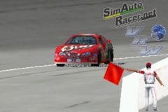 Red flag stock car entering pits